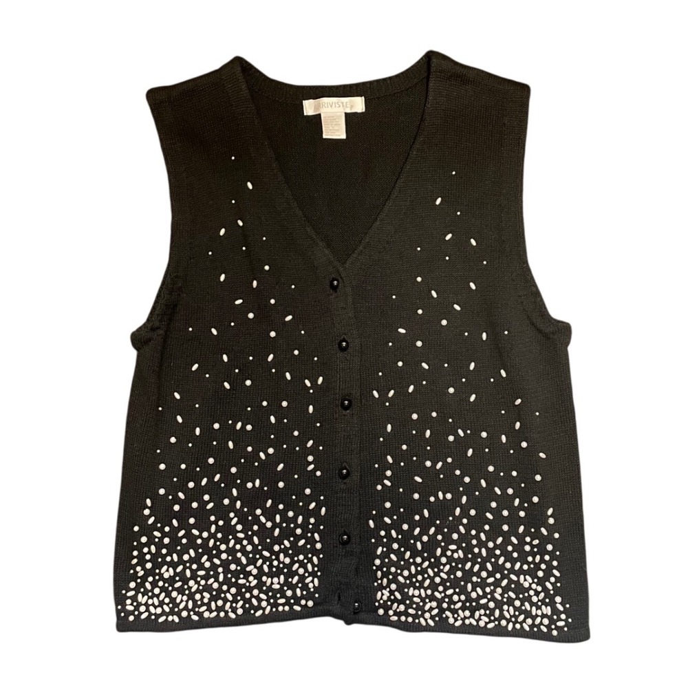 Womans Sweater Pearled Vest Size XL